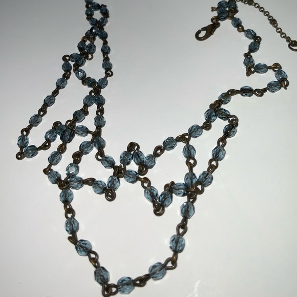 Vintage Blue Art Deco Style Faceted Beaded Necklace - Picture 5 of 9